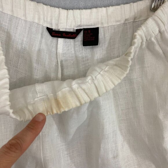 Sara Isabella 100% Linen Pants Blazer Set Small White Shirt Applique Cropped - Picture 9 of 15